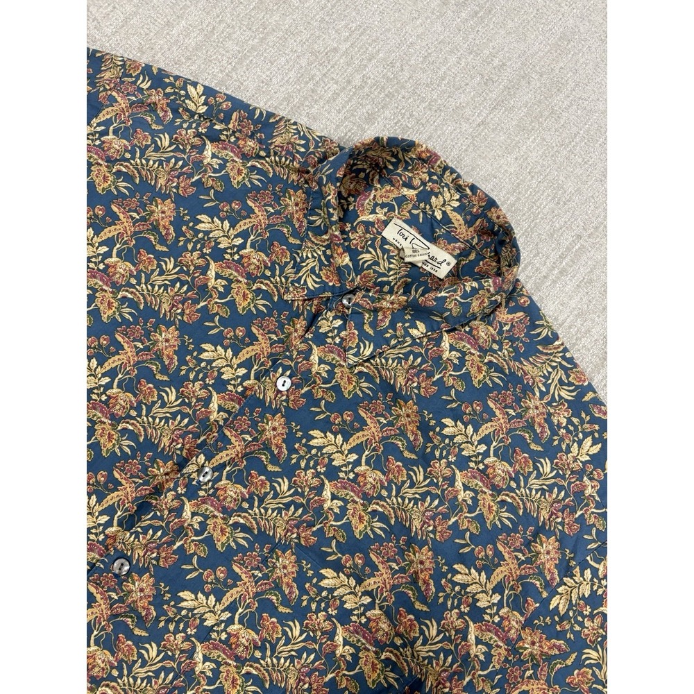 VTG Tori Richard Hawaiian Shirt Mens XL 100% Cotton Lawn Blue Floral Made In USA